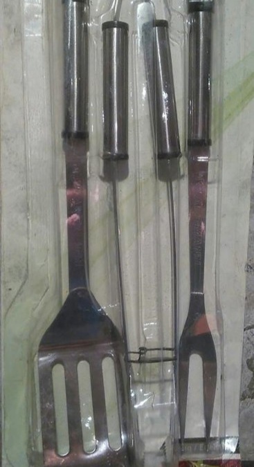 Set of 3 stainless steel BBQ tool set